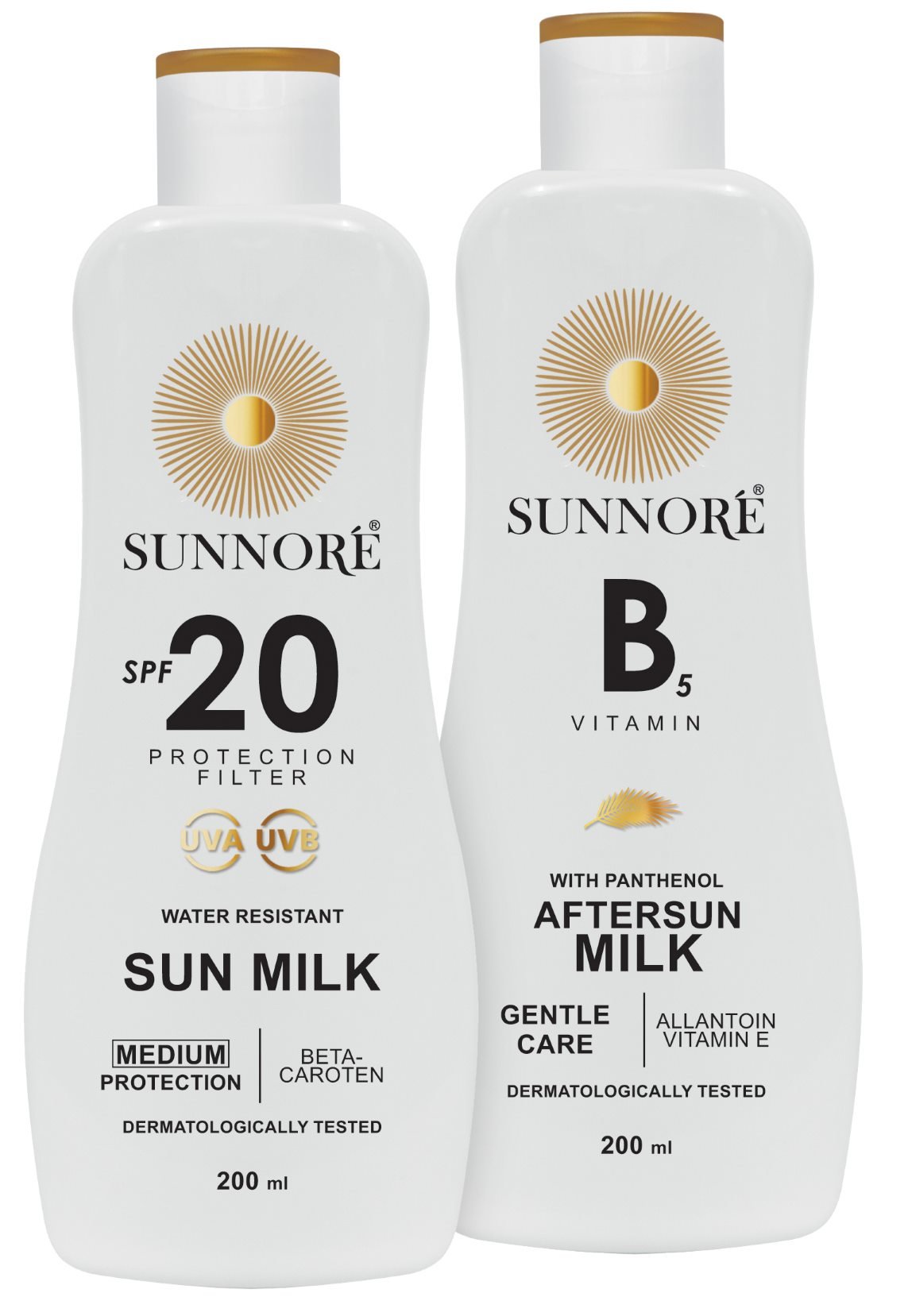 SUNNORÉ Duo balení – Opalovací mléko SPF 20 + Mléko po opalování (2×200 ml)